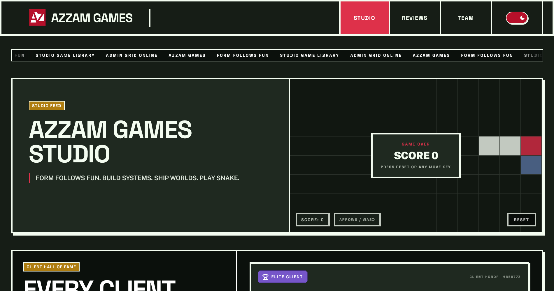 Abstract interface artwork representing the Azzam Studio website