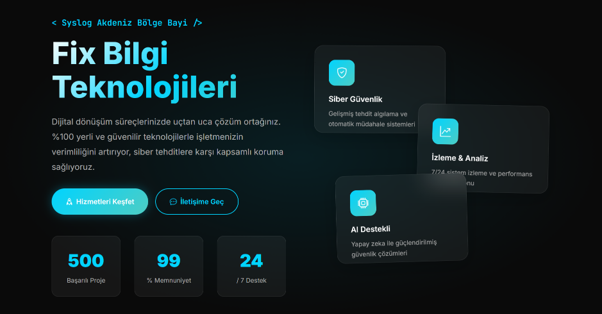 Abstract interface artwork representing the Fix Bilgi Teknolojileri website